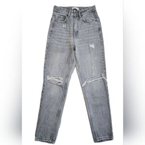 ZARA Jeans Denim Vintage High-Rise Distressed Straight Slim Size 2